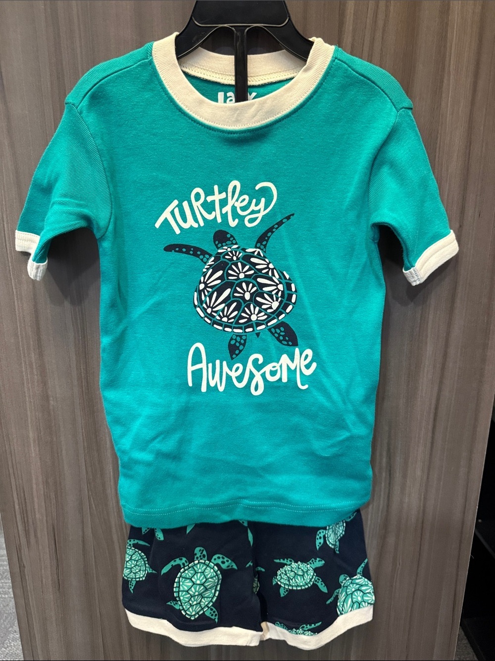 Lazy One Teal and Navy 'Turtley Awesome' Kids Pajama Set